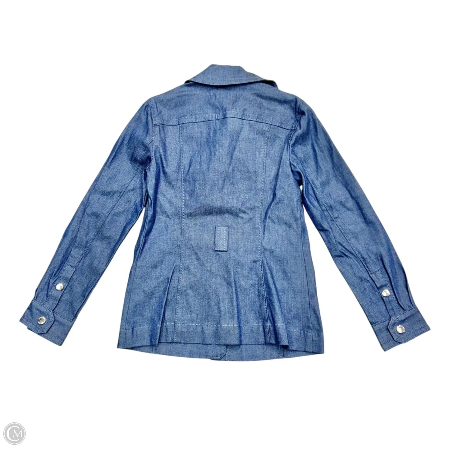 Jacket Designer By Coach In Blue Denim, Size: Xs