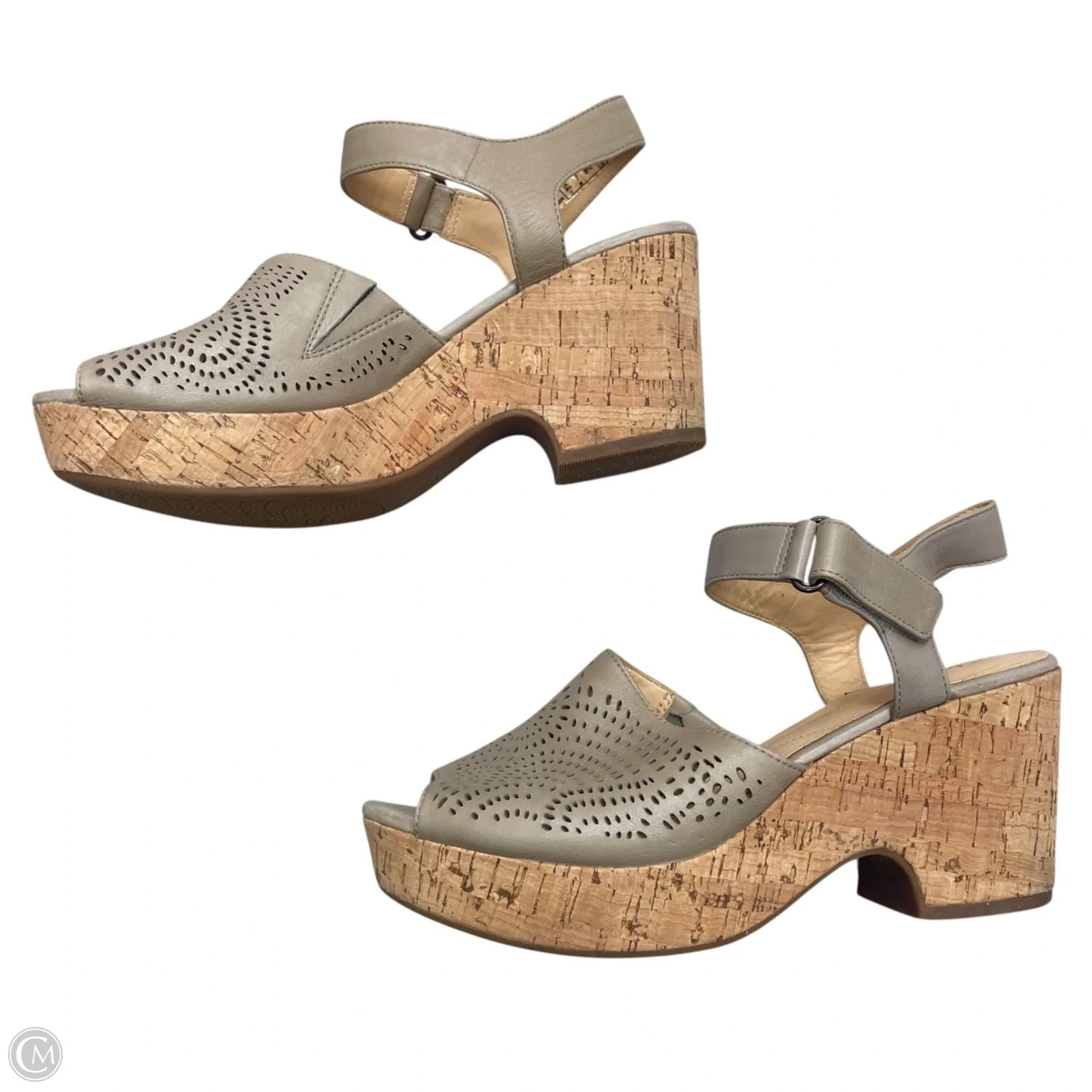 Sandals Heels Wedge By Clarks In Grey, Size: 7