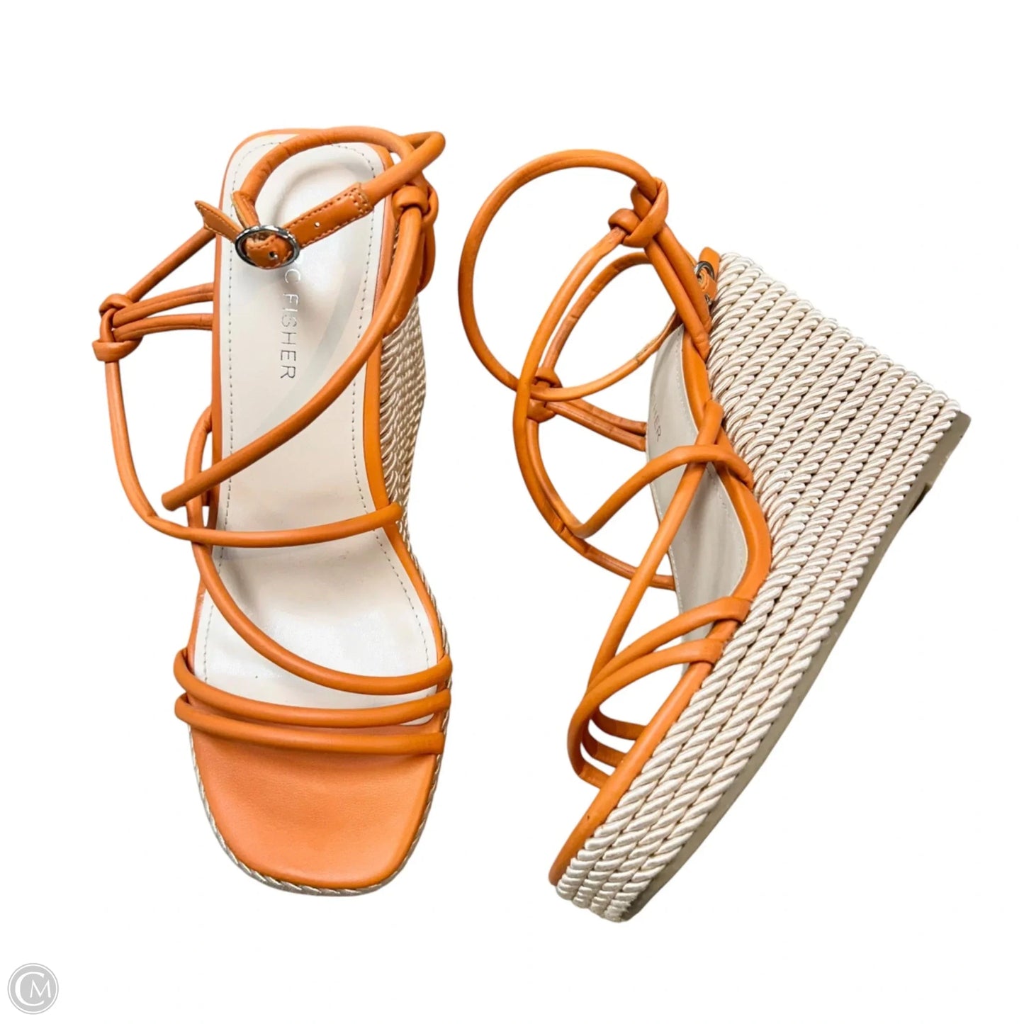 Sandals Heels Wedge By Marc Fisher In Orange, Size: 7.5