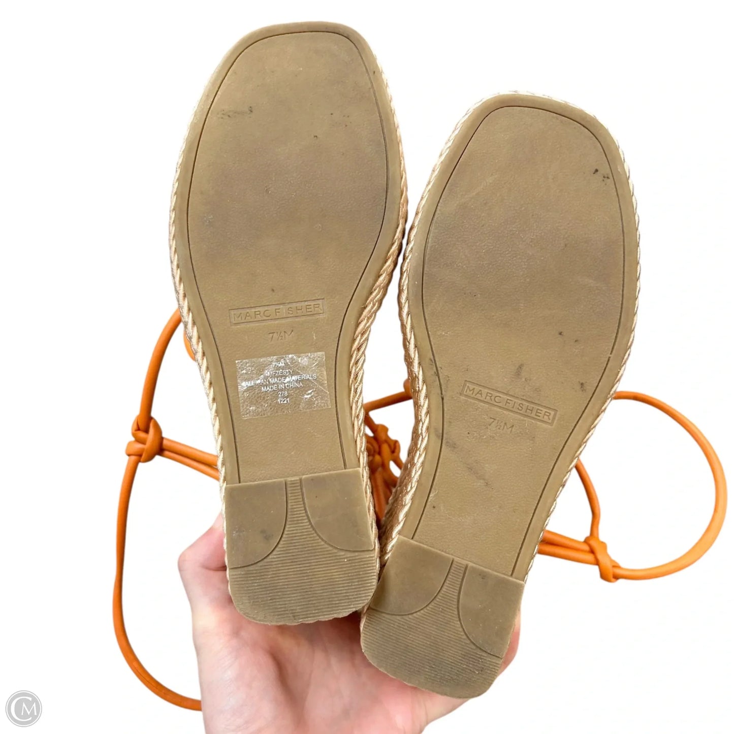 Sandals Heels Wedge By Marc Fisher In Orange, Size: 7.5