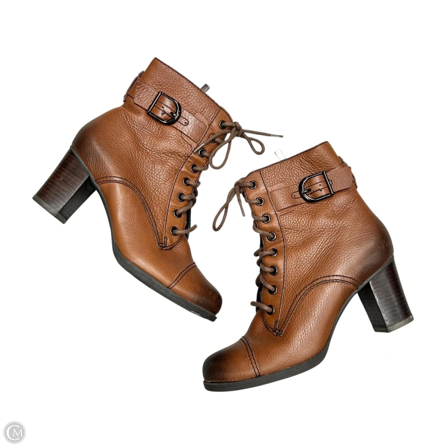 Boots Ankle Heels By Clarks In Brown, Size: 6.5