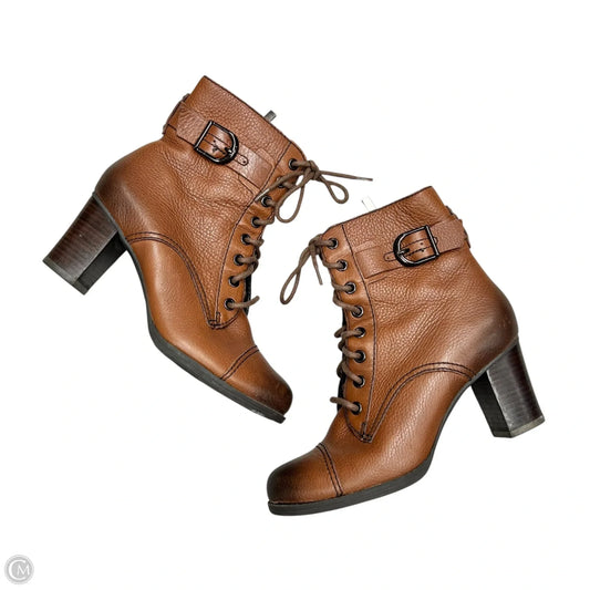 Boots Ankle Heels By Clarks In Brown, Size: 6.5