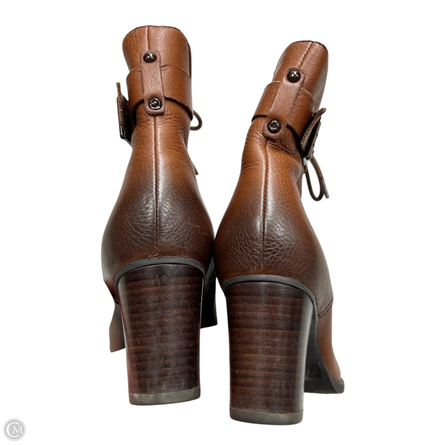 Boots Ankle Heels By Clarks In Brown, Size: 6.5