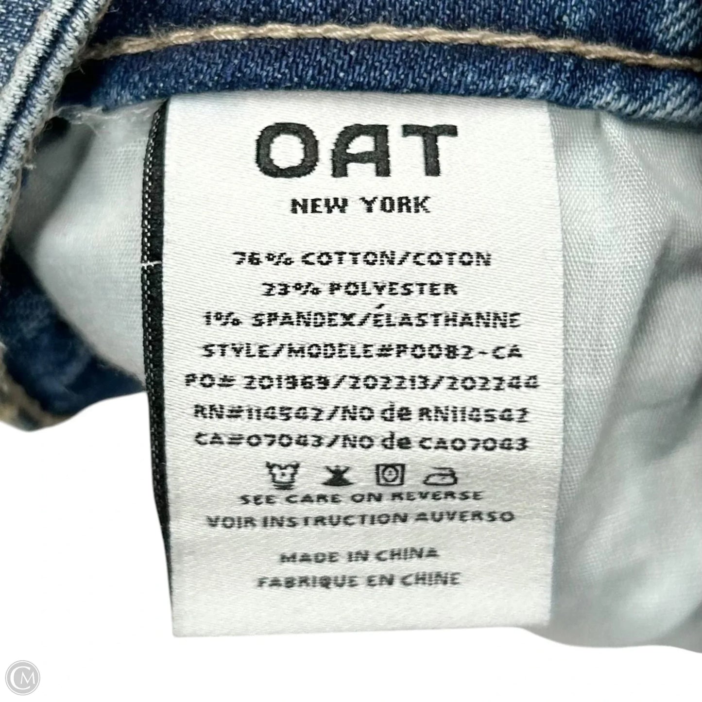 Jeans Straight By Oat In Blue Denim, Size: 10