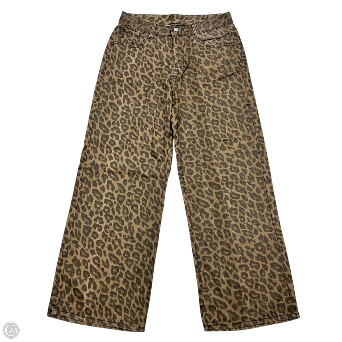 Jeans Wide Leg In Leopard Print, Size: M