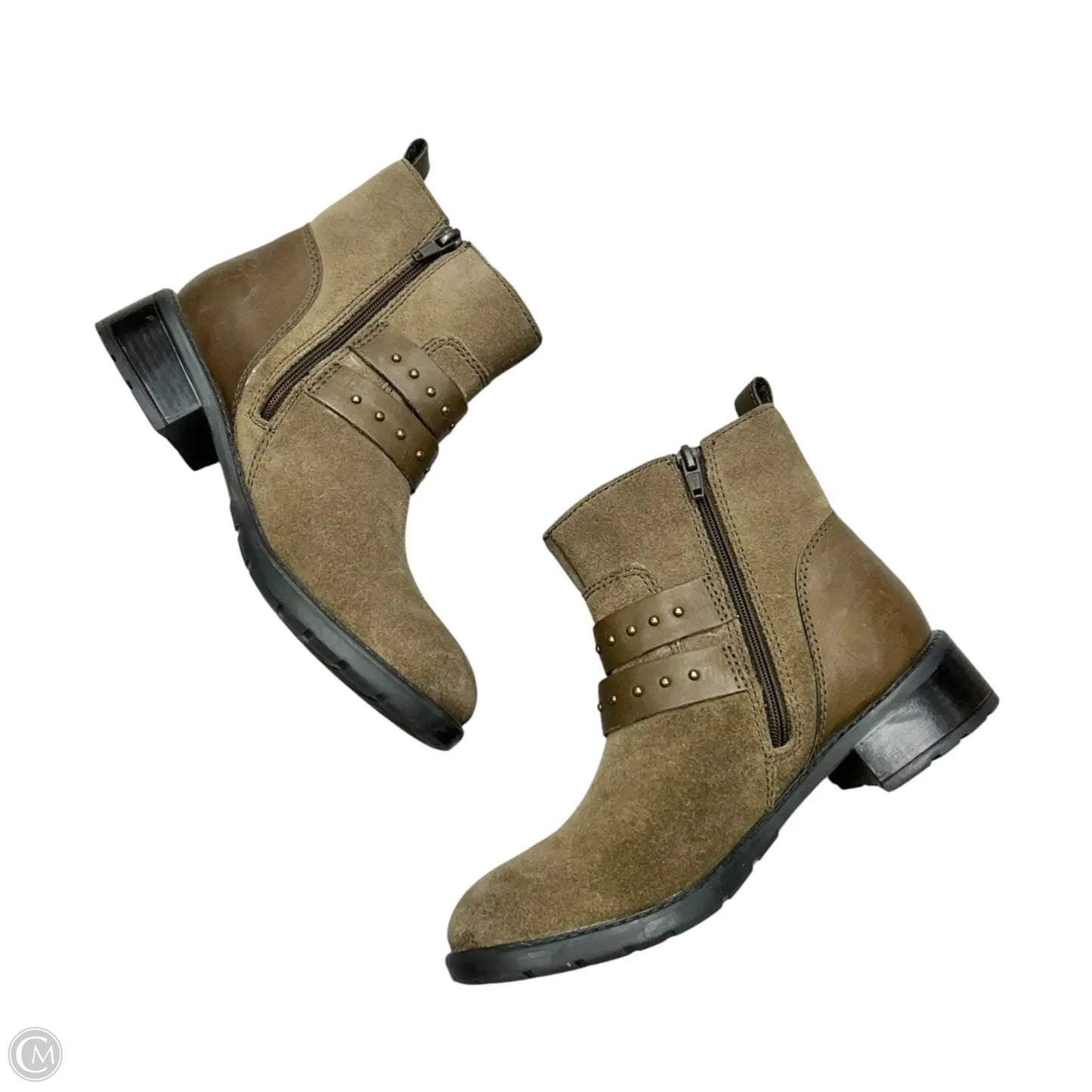 Boots Ankle Heels By Clarks In Tan, Size: 6