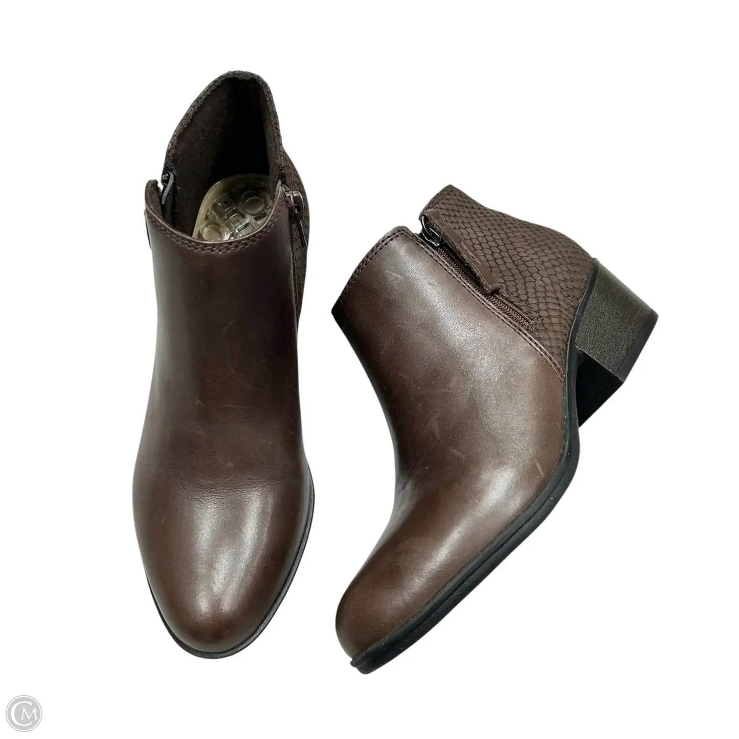 Boots Ankle Heels By Clarks In Brown, Size: 6