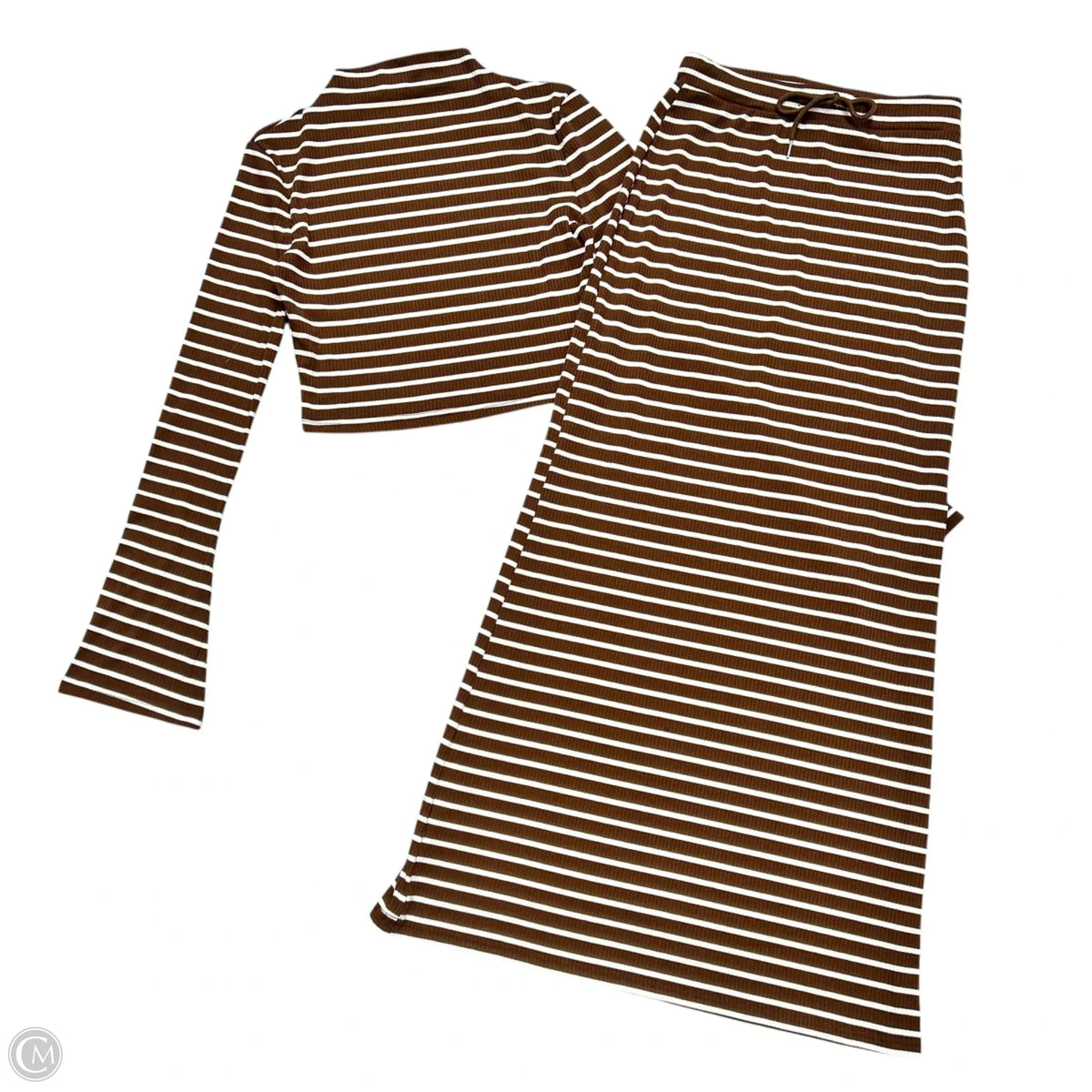 Skirt Set 2pc In Brown & White, Size: S