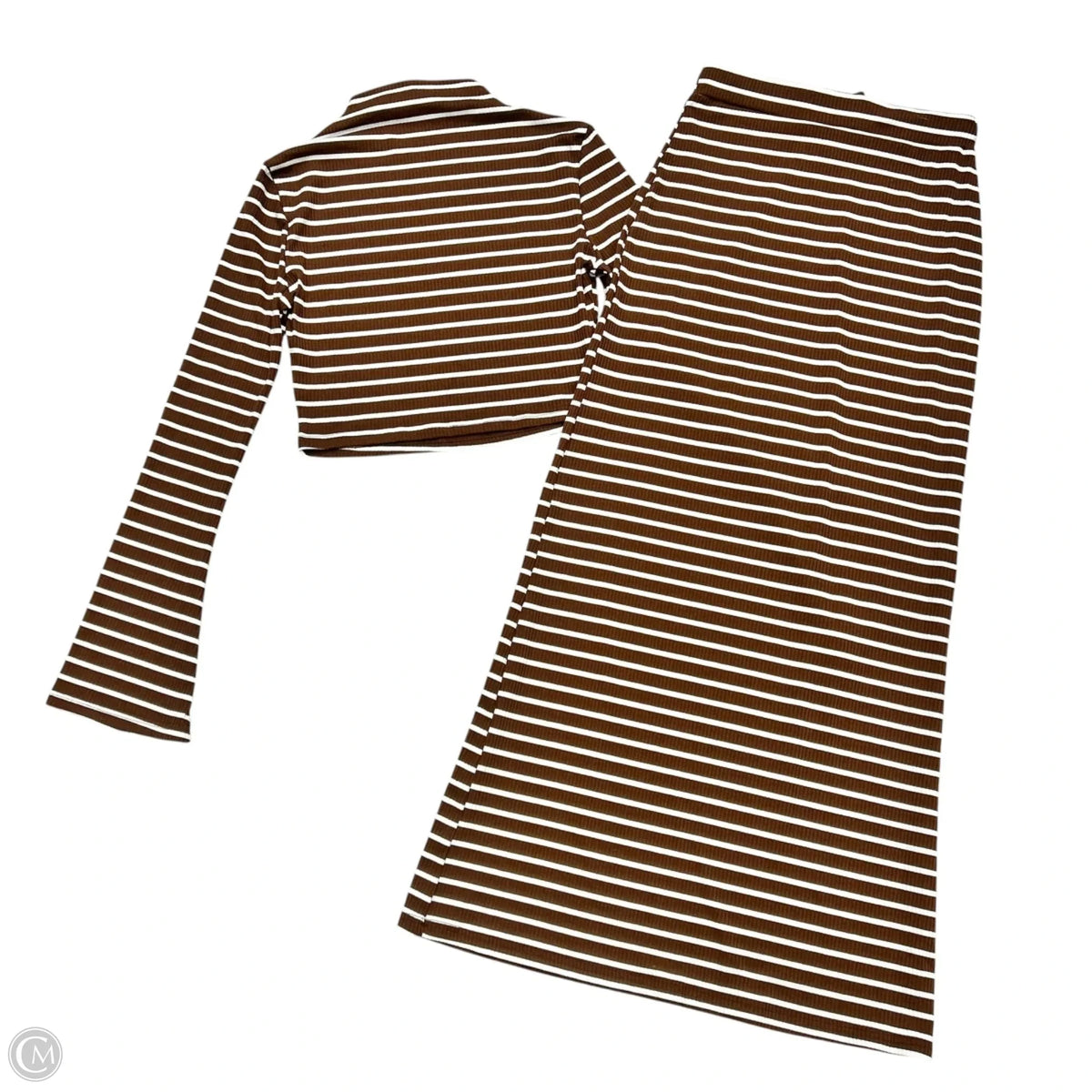 Skirt Set 2pc In Brown & White, Size: S