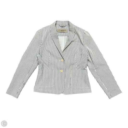 Blazer Luxury Designer By Burberry In Blue & White, Size: L