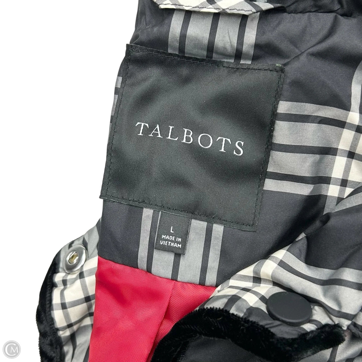 Coat Puffer & Quilted By Talbots In Plaid Pattern, Size: L