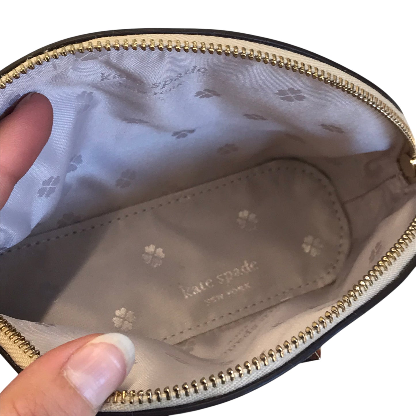 Makeup Bag Designer By Kate Spade In Gold, Size:Small