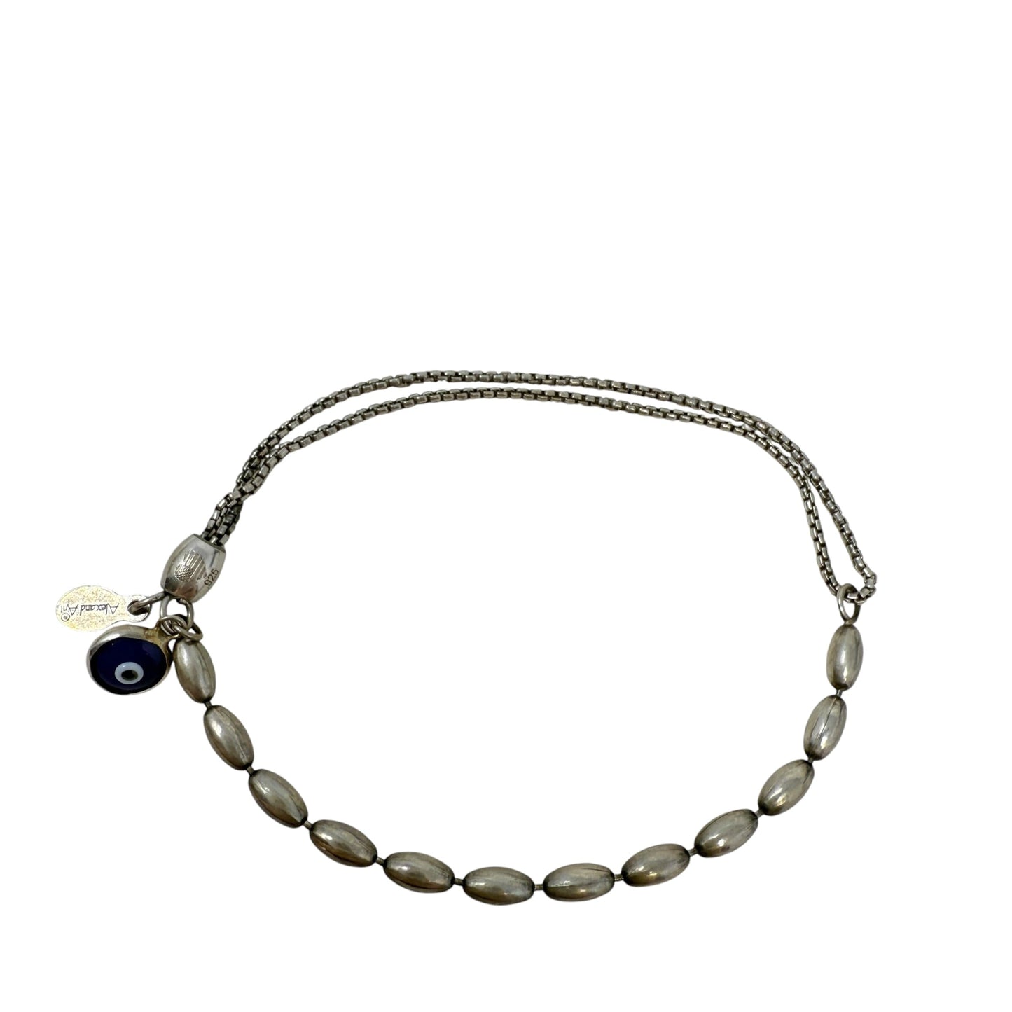 Sterling Silver Evil Eye Charm Slider Bracelet By Alex And Ani