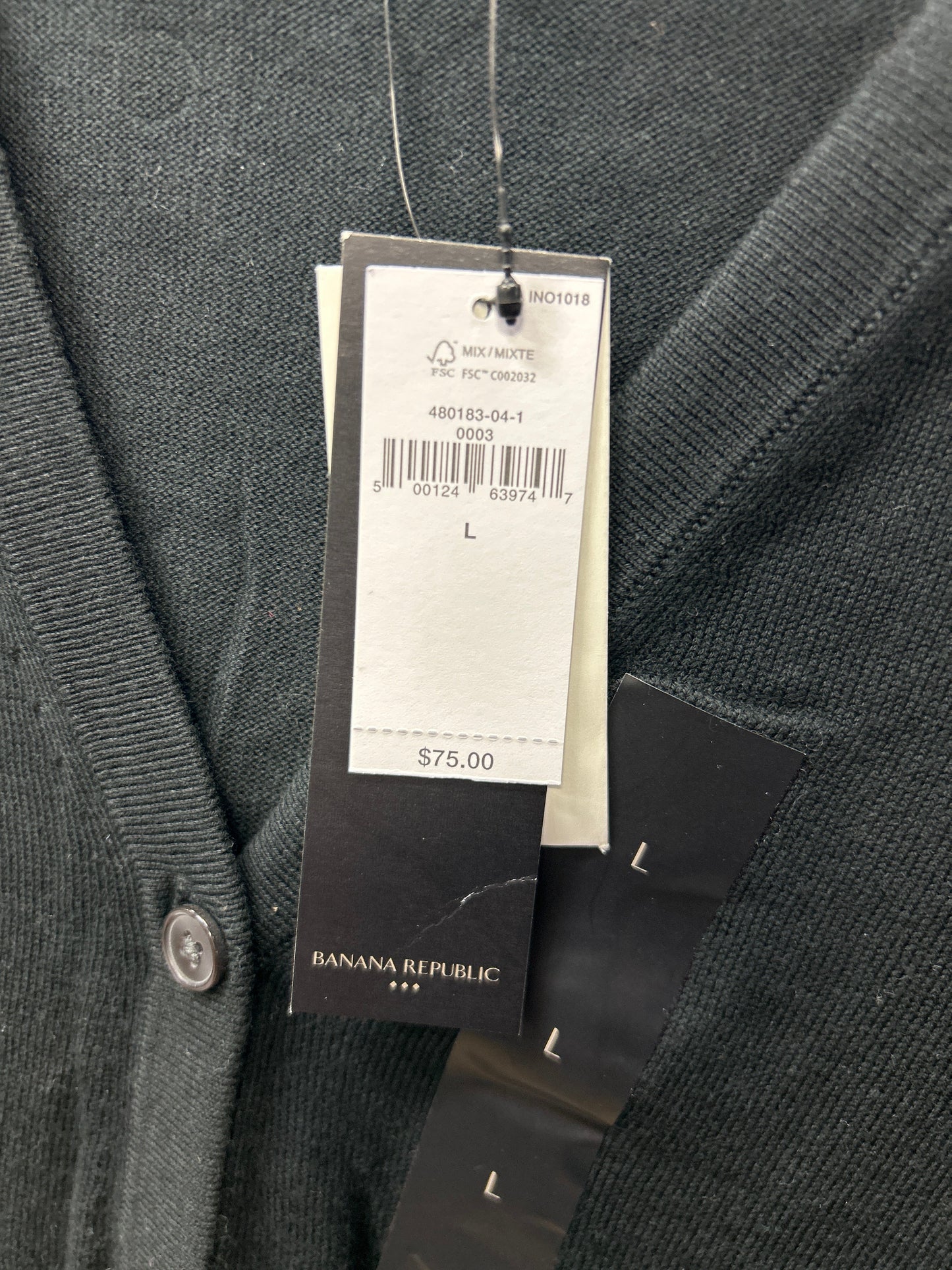 Cardigan By Banana Republic In Black, Size:L NWT