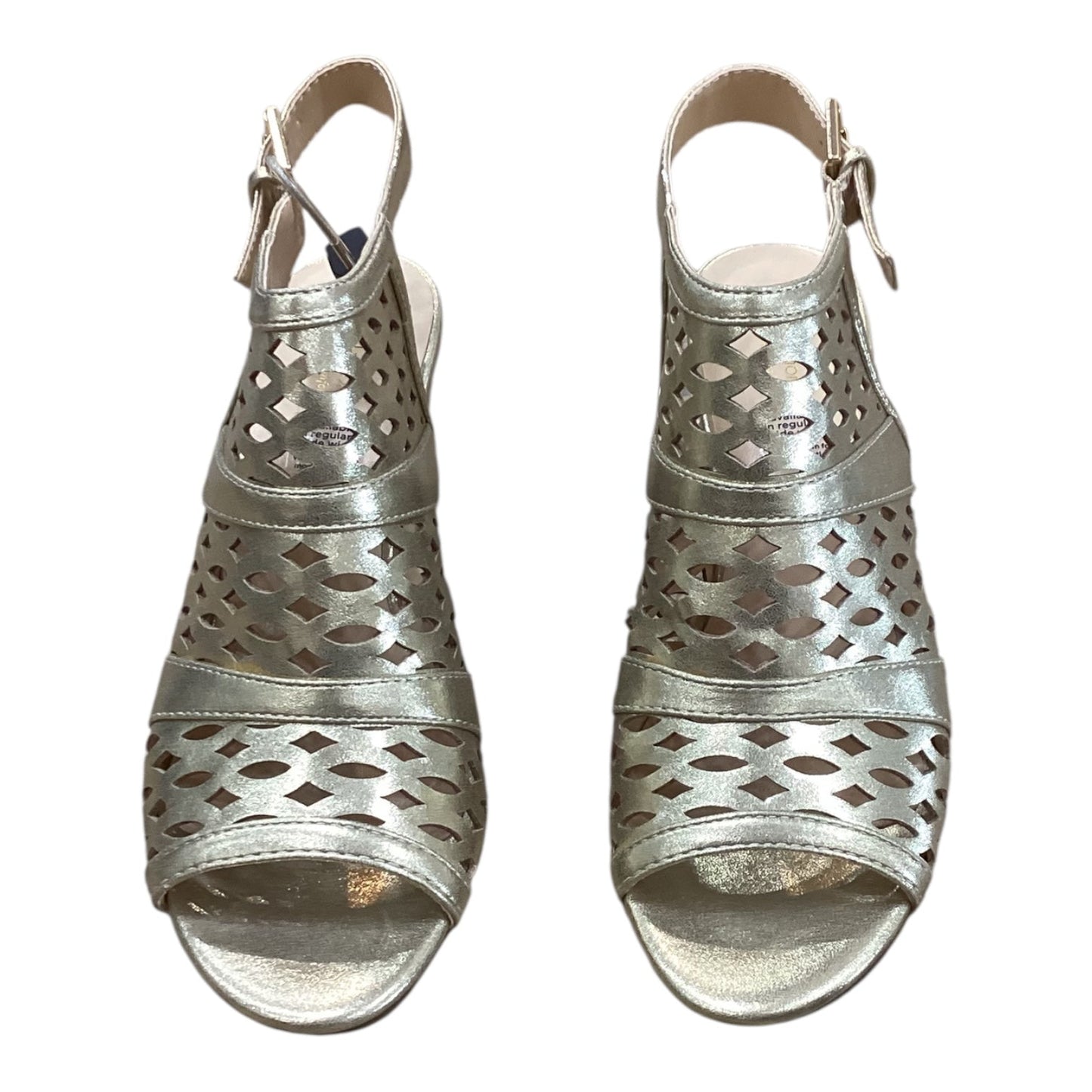 Sandals Heels Block By Liz Claiborne In Gold, Size:9