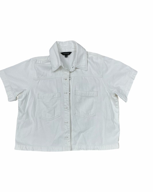 Jacket Shirt By Calligraphie In Cream Denim, Size:Xl