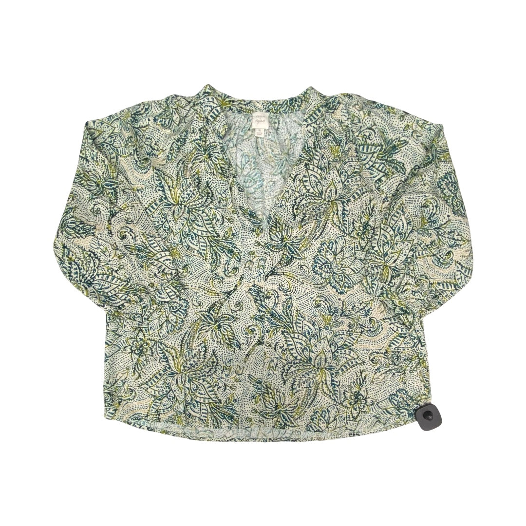 Top 3/4 Sleeve By Cmc In Green & Tan, Size:M