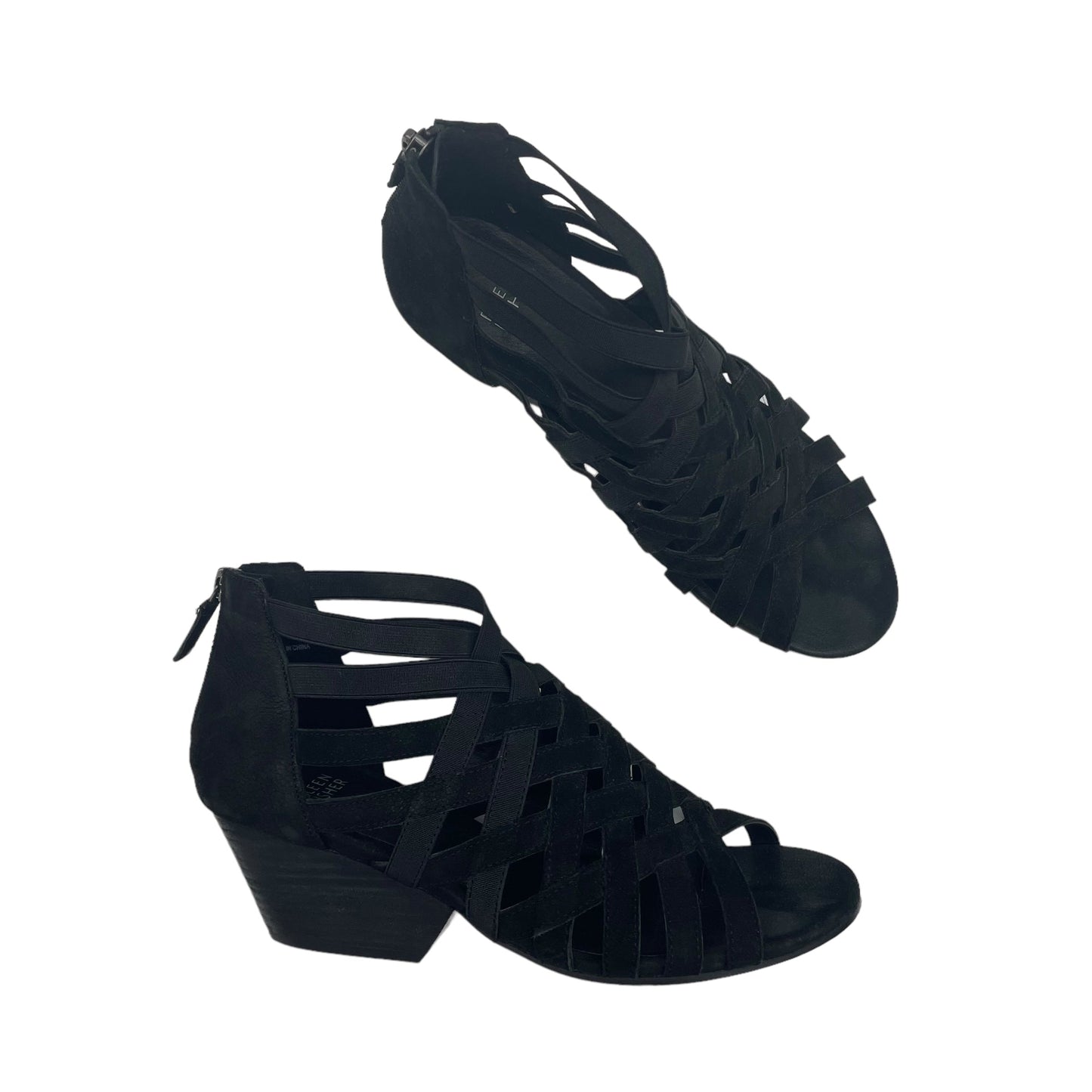 Black Sandals Heels Block Eileen Fisher, Size 8
