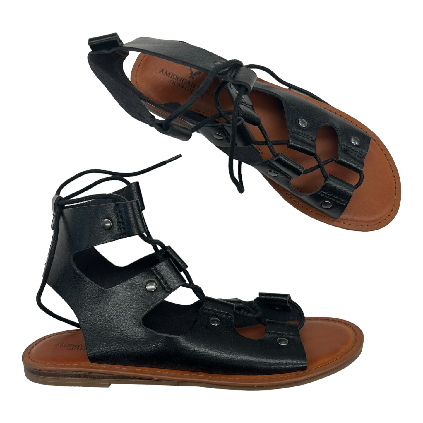 Black Sandals Flats American Eagle, Size 8