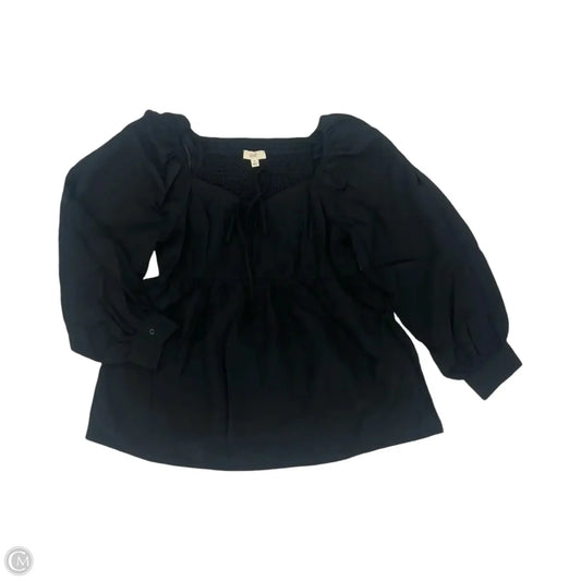 Blouse Long Sleeve By Ott In Black, Size: M