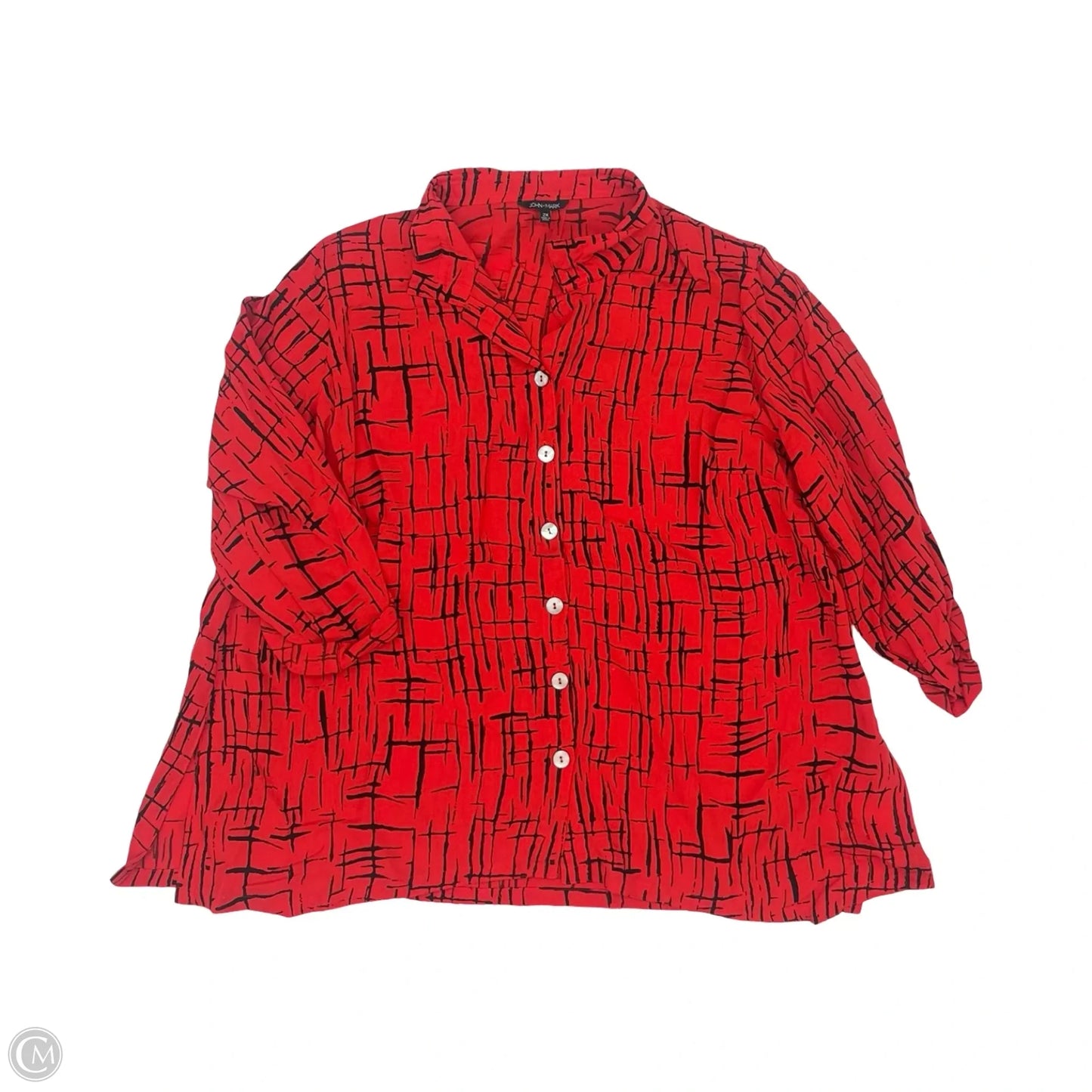 Blouse 3/4 Sleeve By John Mark In Red, Size: 2x