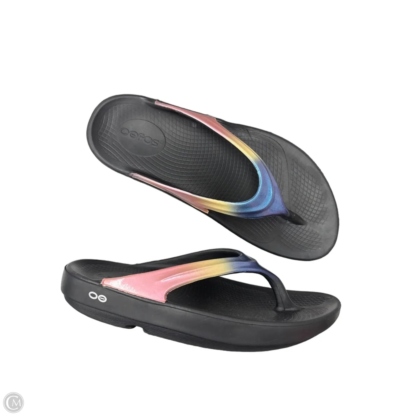 Sandals Flip Flops By Oofos In Black, Size: 8