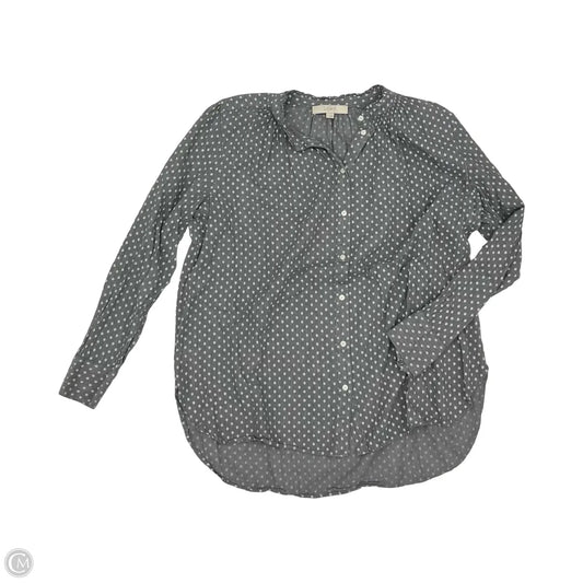 Blouse Long Sleeve By Loft In Grey & Yellow, Size: Xl
