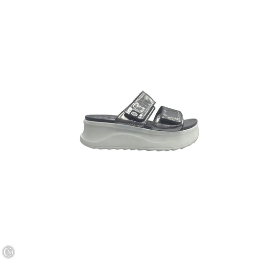 Sandals Heels Block By Hey Dude In Silver, Size: 8