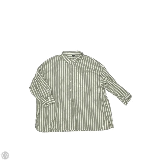 Blouse 3/4 Sleeve By Torrid In Green & White, Size: 4x
