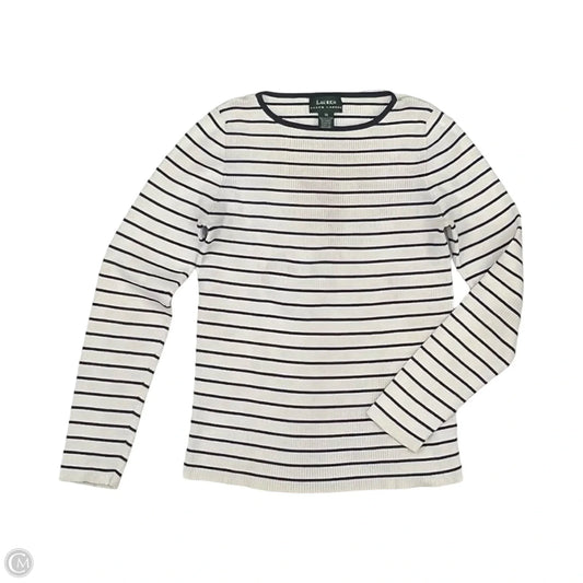 Sweater By Lauren By Ralph Lauren In Blue & White, Size: M