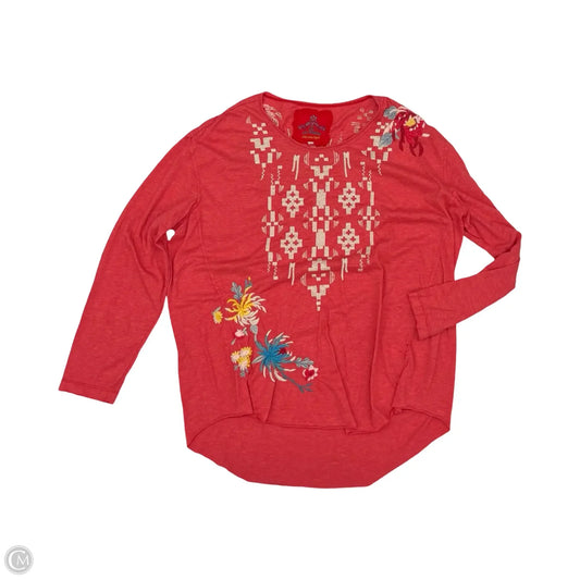 Top Long Sleeve Designer By Johnny Was In Red, Size: L