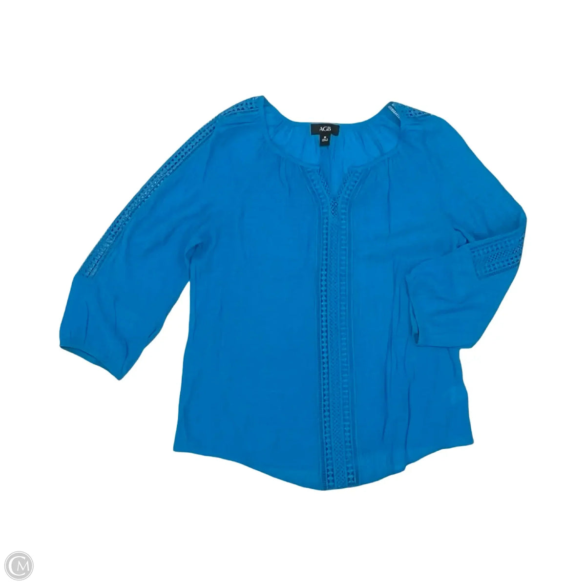 Blouse 3/4 Sleeve By Agb In Blue, Size: M