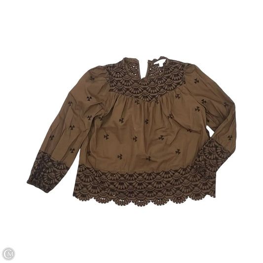 Blouse Long Sleeve By Time And Tru In Brown, Size: L