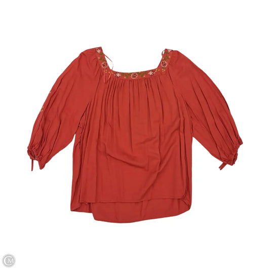 Blouse Long Sleeve By Lauren Conrad In Orange, Size: L