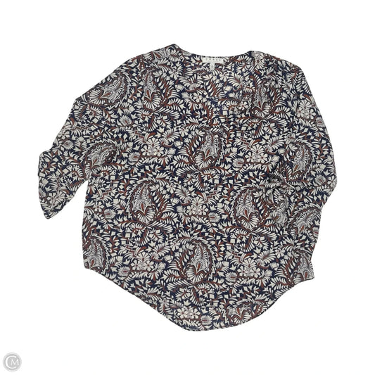 Blouse 3/4 Sleeve By Chaus In Blue & Orange, Size: Xl