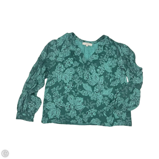 Blouse Long Sleeve By Loft In Green, Size: Xl