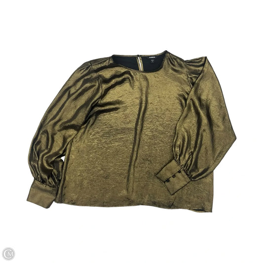 Blouse Long Sleeve By Express In Gold, Size: Xl