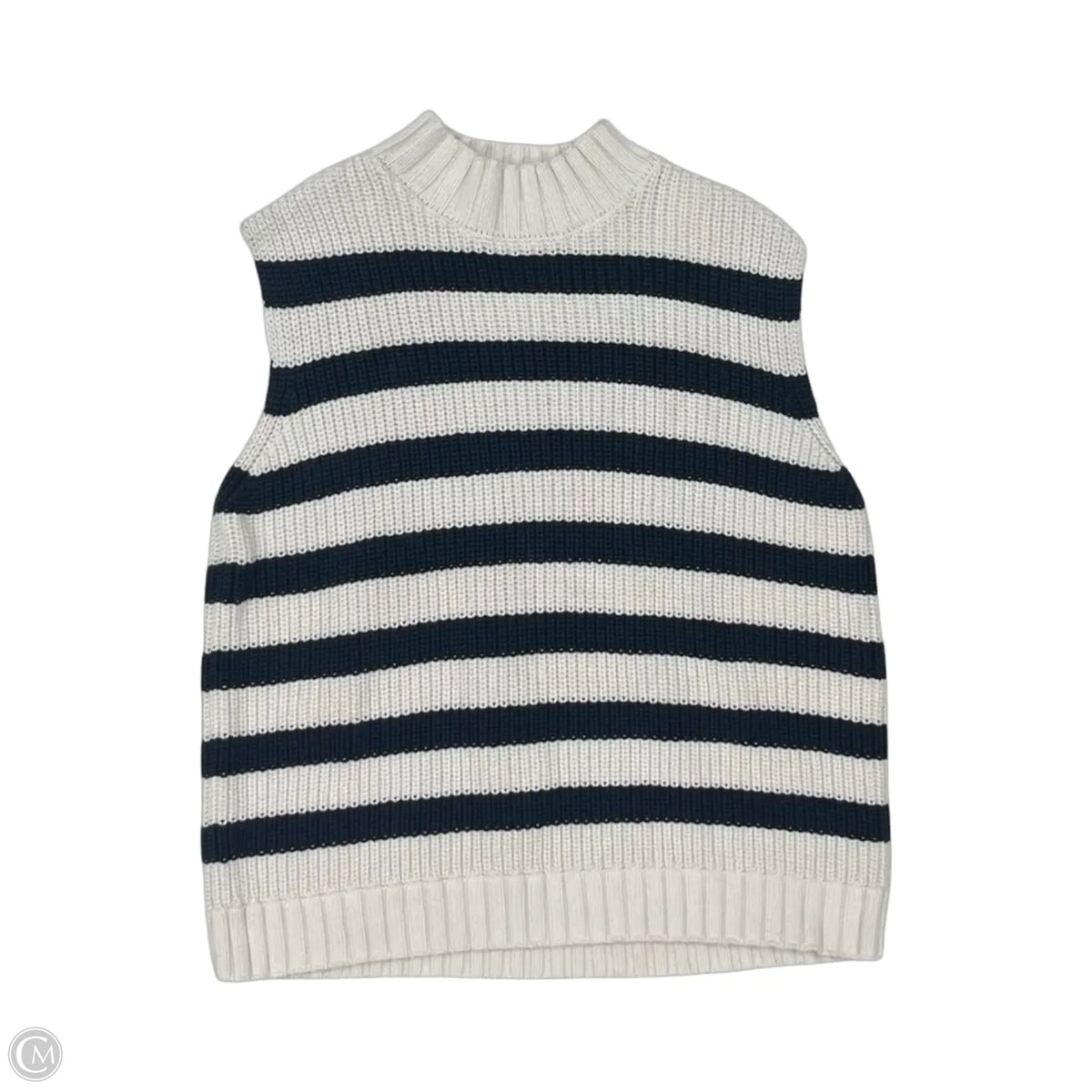 Vest Sweater By Loft In Blue & White, Size: M