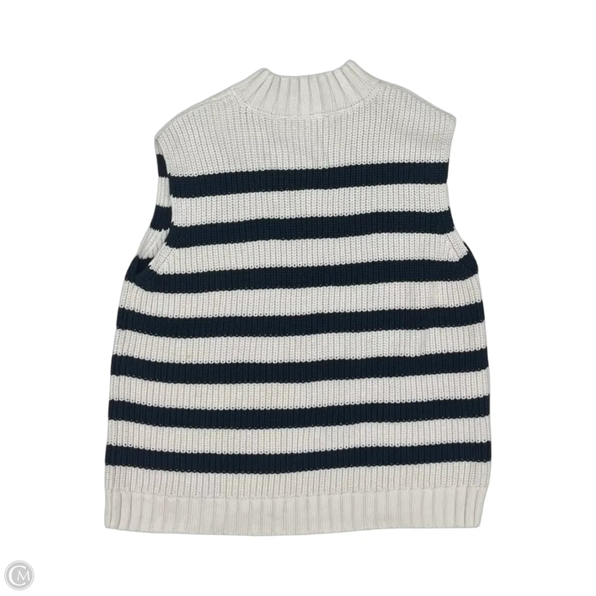 Vest Sweater By Loft In Blue & White, Size: M