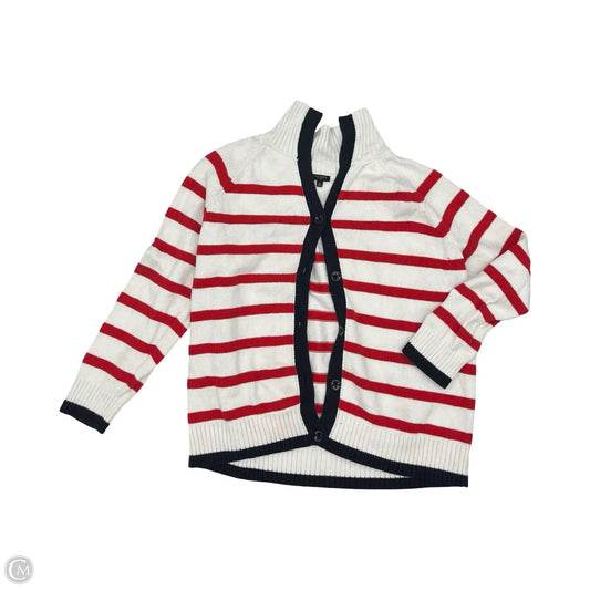 Sweater Cardigan By Talbots In Blue Red & White, Size: 2x