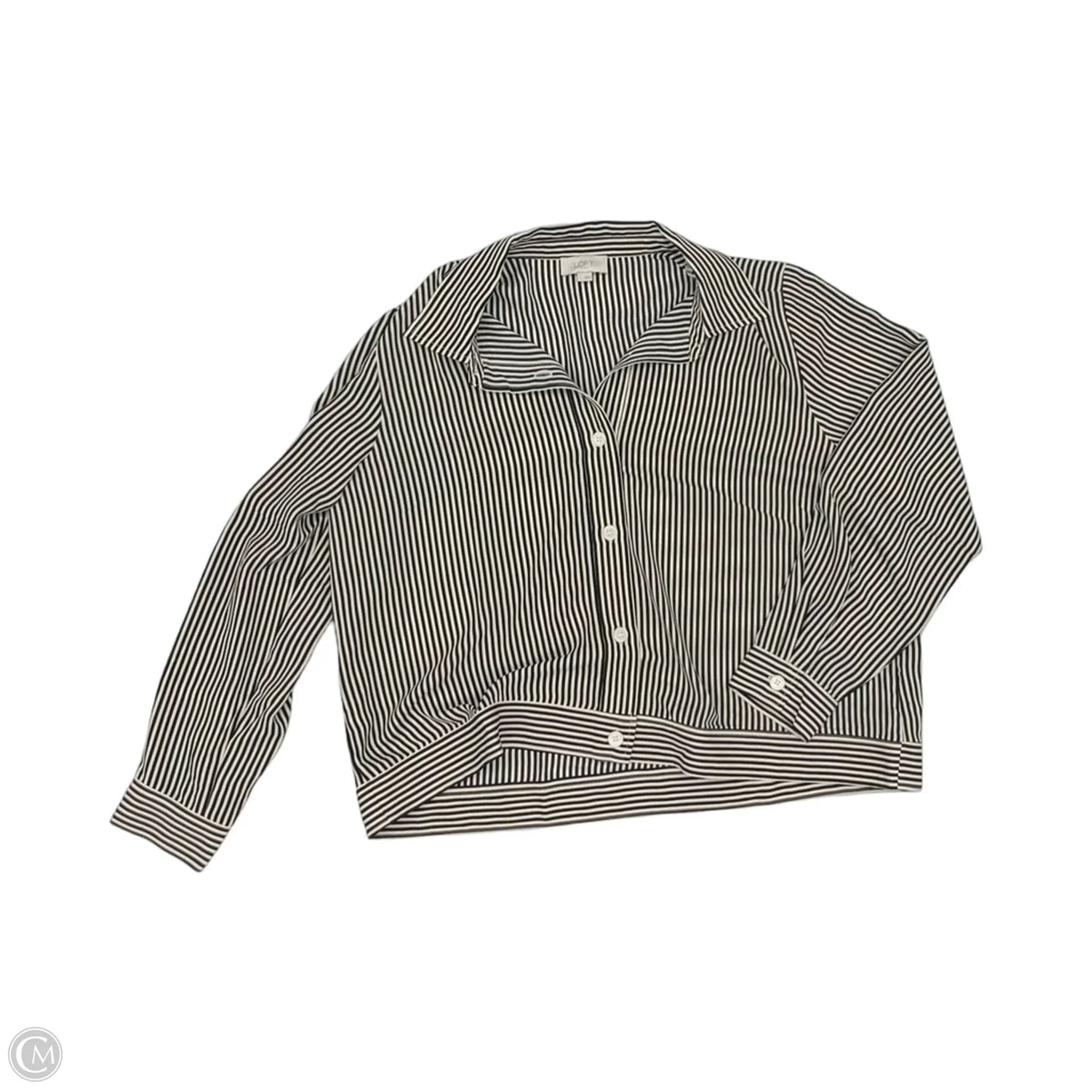 Blouse Long Sleeve By Loft In Black & White, Size: L