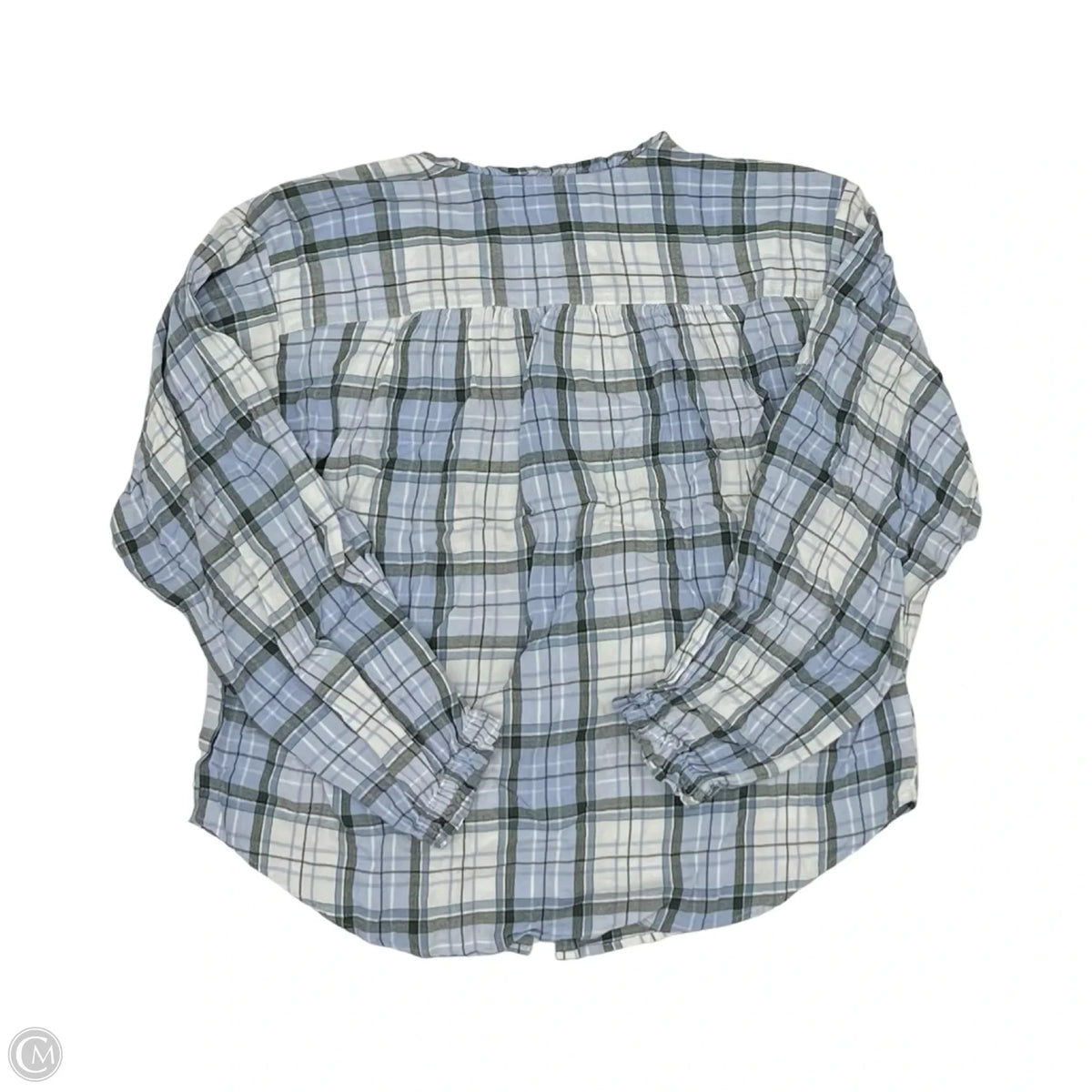Blouse Long Sleeve By Loft In Blue & White, Size: S