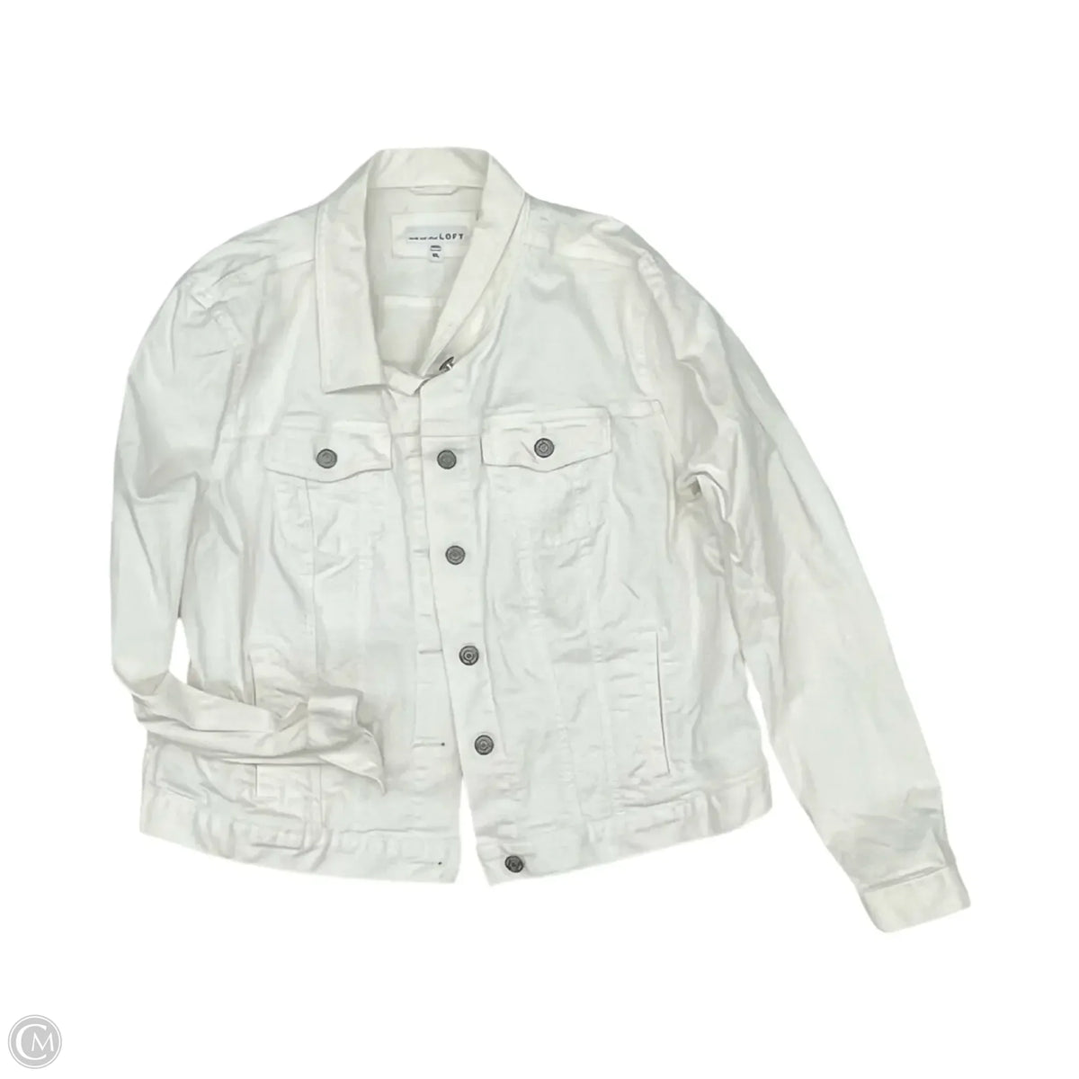 Jacket Denim By Loft In White Denim, Size: Xl