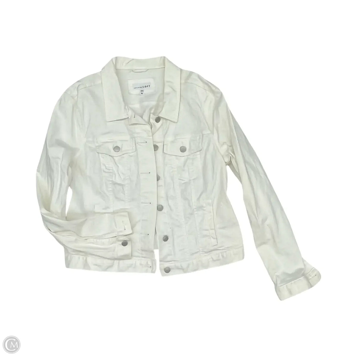Jacket Denim By Loft In White Denim, Size: Xl