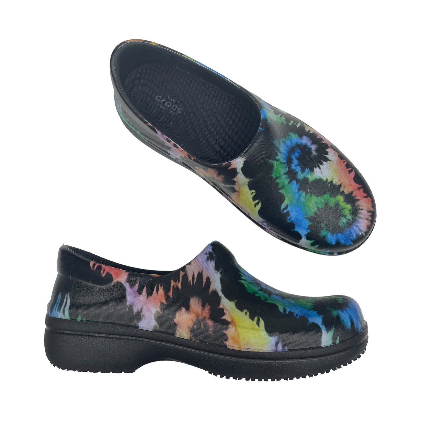 Tie Dye Print Shoes Flats Crocs, Size 11