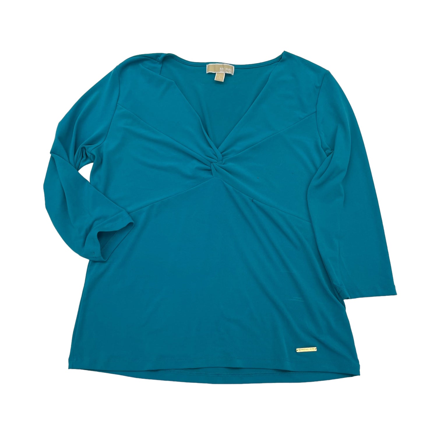 Aqua Blouse 3/4 Sleeve Michael By Michael Kors, Size L