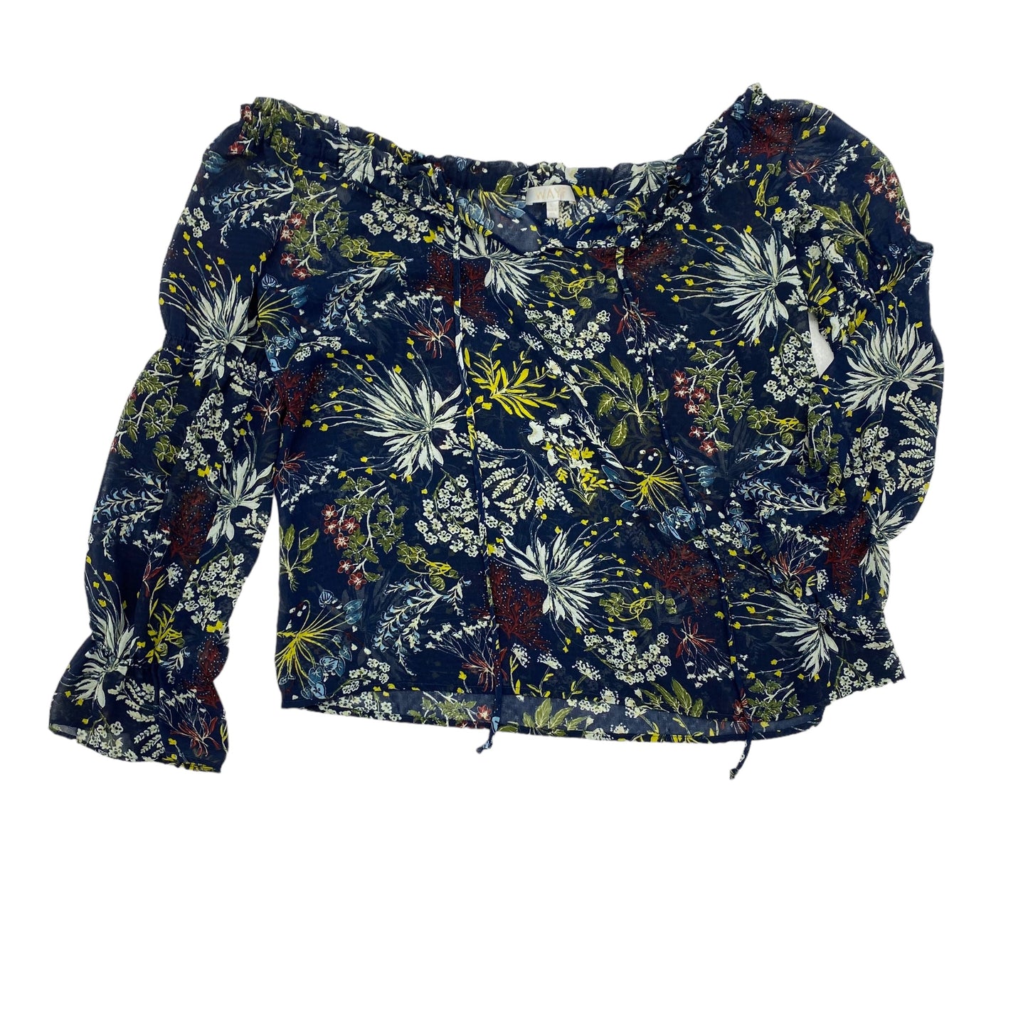 Navy Blouse Long Sleeve Wayf, Size L