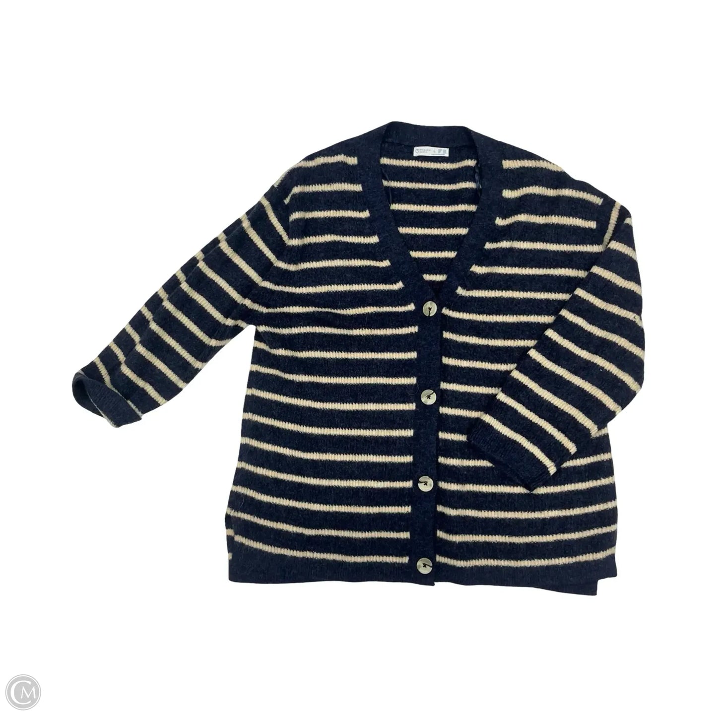 Sweater Cardigan By Primark In Blue & Tan, Size: L