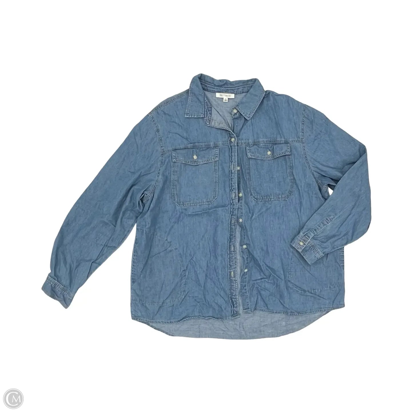 Top Long Sleeve By Daily Thread In Blue Denim, Size: 1x