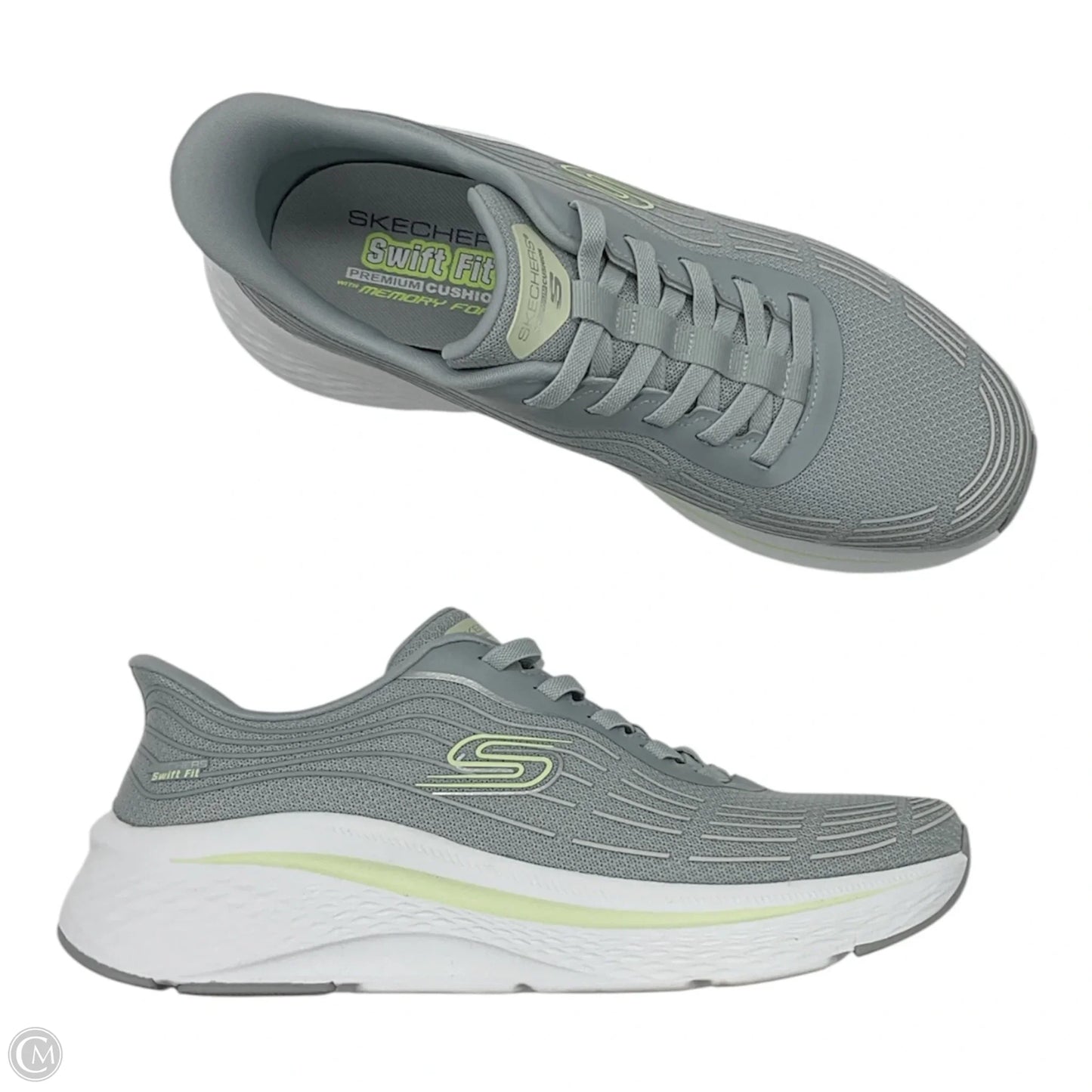 Shoes Sneakers By Skechers In Green & Grey, Size: 9